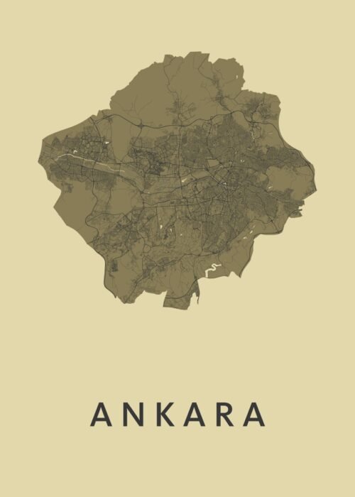 Ankara Stadskaart poster GoldenRod