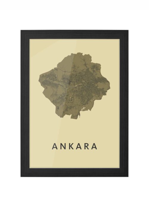 ankara stadskaart poster ingelijst in zwarte lijst