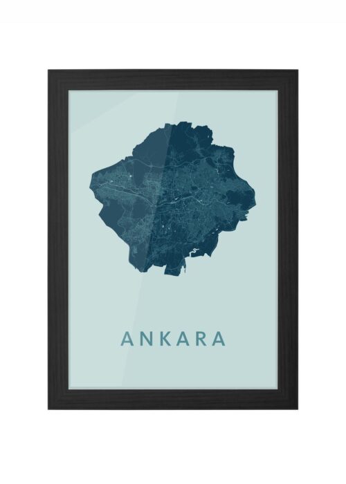 ankara stadskaart poster ingelijst in zwarte lijst