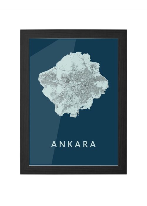 ankara stadskaart poster ingelijst in zwarte lijst