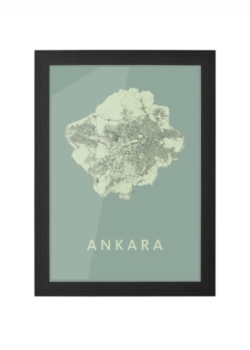 ankara stadskaart poster ingelijst in zwarte lijst