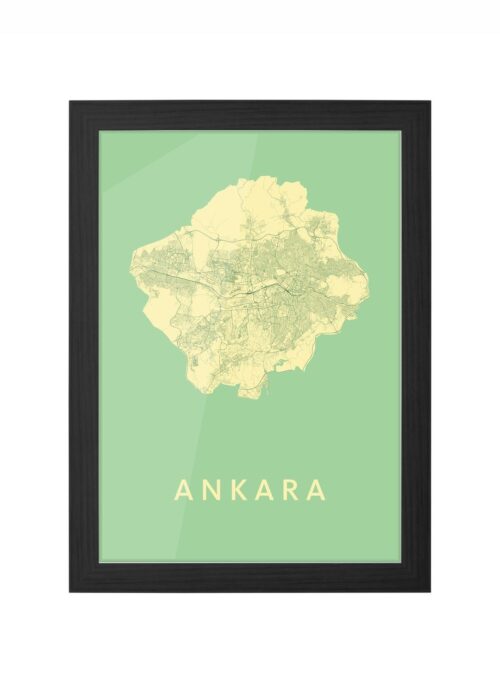 ankara stadskaart poster ingelijst in zwarte lijst