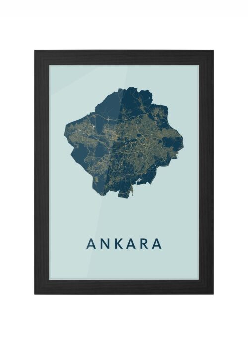 ankara stadskaart poster ingelijst in zwarte lijst