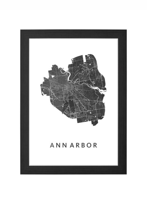 ann arbor kaart poster ingelijst in zwarte lijst