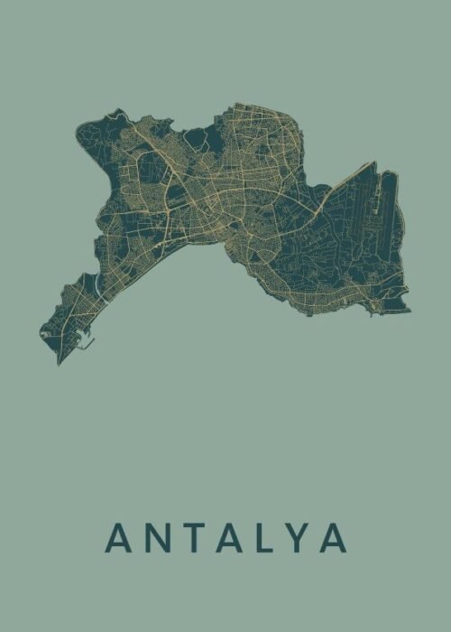 Antalya Amazon Stadskaart Poster Kopen