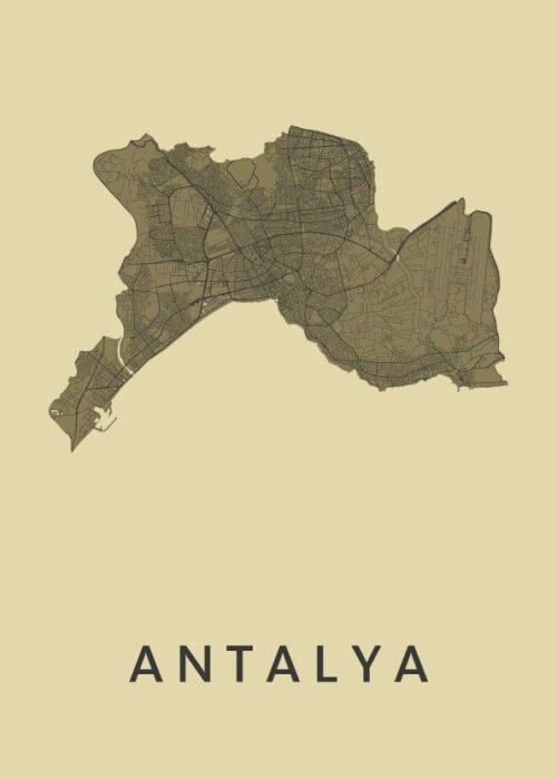 Antalya GoldenRod Stadskaart Poster Kopen