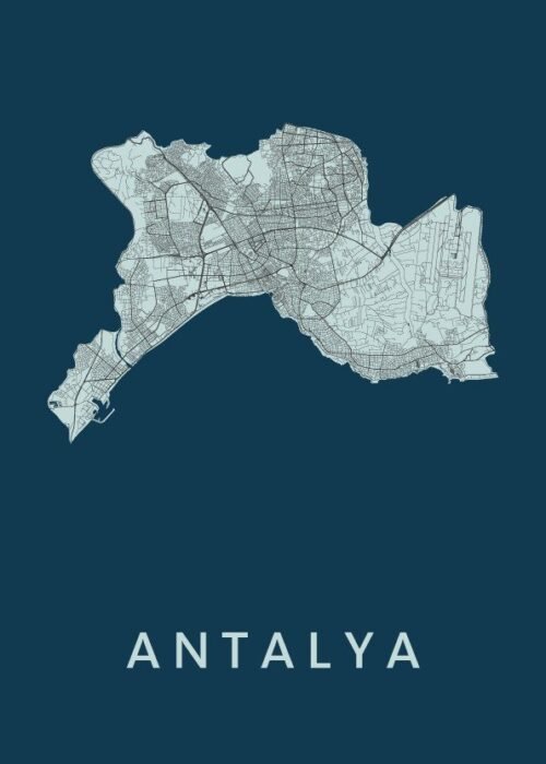 Antalya Navy Stadskaart Poster Kopen