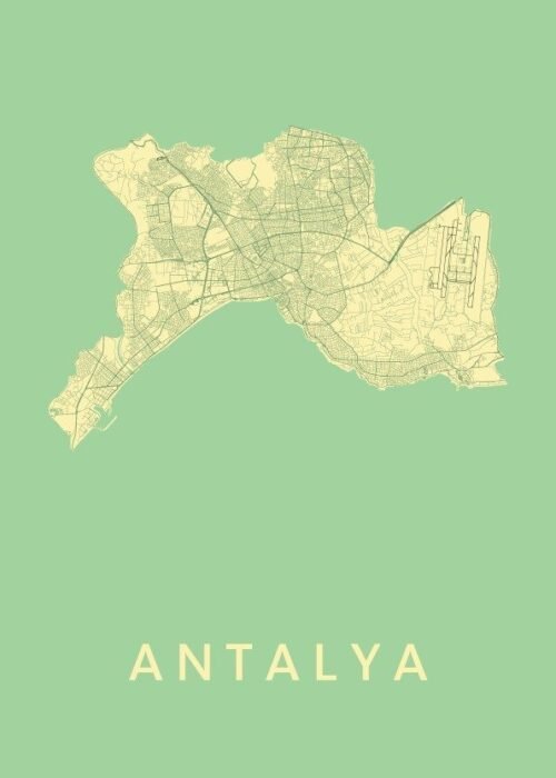 Antalya Spring Stadskaart Poster Kopen