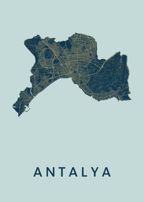 Antalya Prussian Stadskaart Poster Kopen