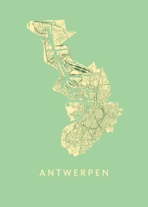 Antwerpen Stadskaart Poster Spring