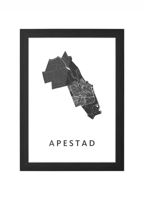 apestad carnaval stadskaart ingelijst in zwarte lijst
