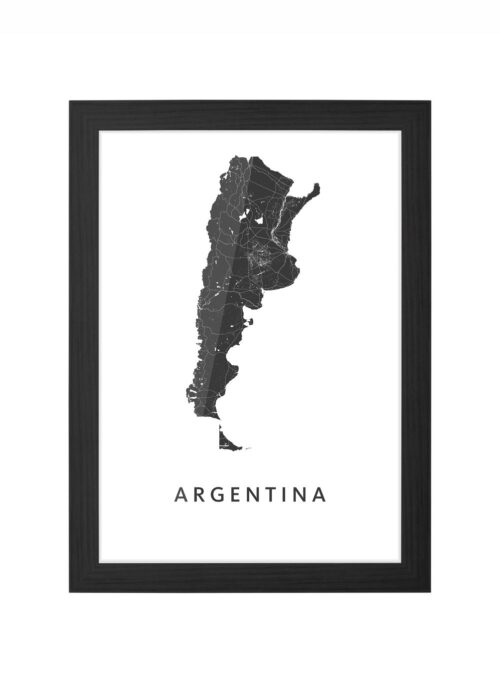argentina landkaart poster ingelijst in zwarte lijst