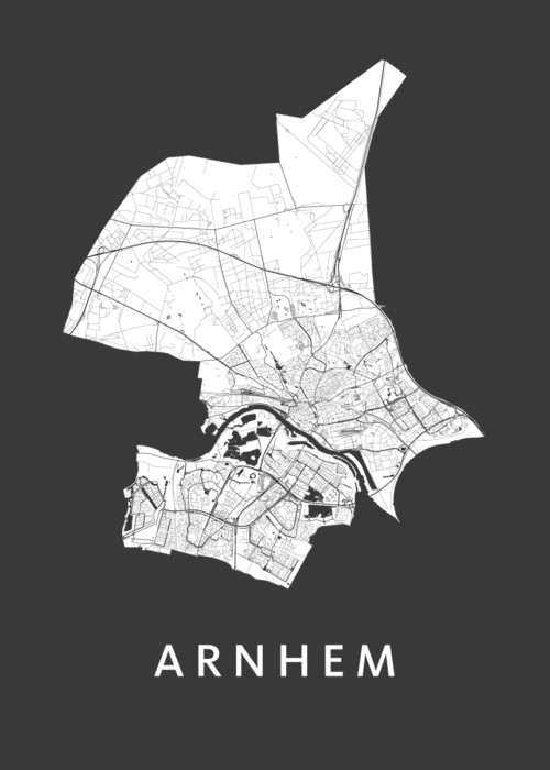 Arnhem Black Stadskaart Poster Kopen