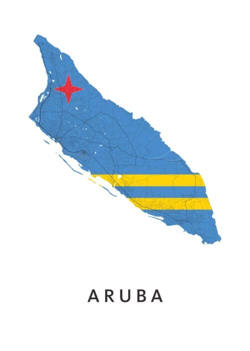 Aruba Landkaart Poster met Landvlag