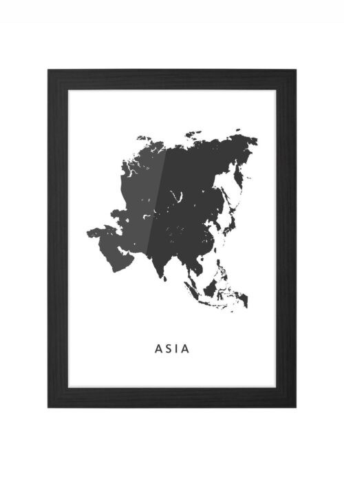Asia kaart ingelijst in zwarte lijst