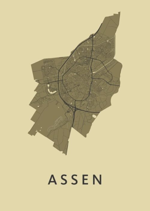 Assen GoldenRod Stadskaart Poster Kopen