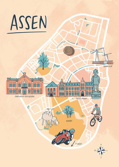 Assen Stadskaart poster Assen
