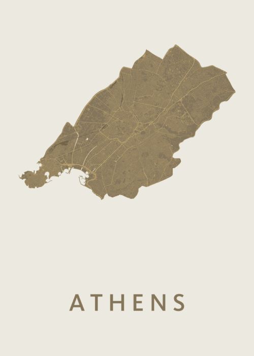 Athens Gold Stadskaart Poster Kopen