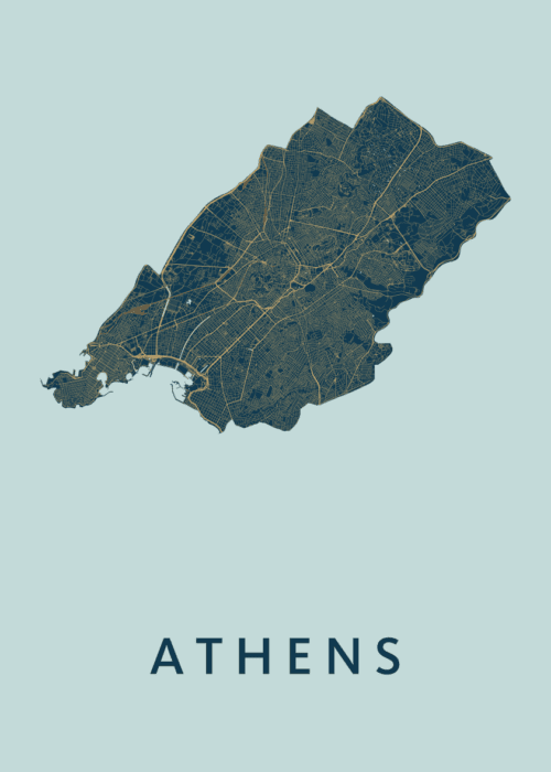 Athens Prussian Stadskaart Poster Kopen