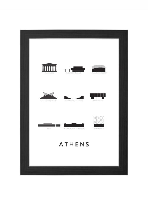 Athens - Architectuur Print ingelijst in zwarte lijst