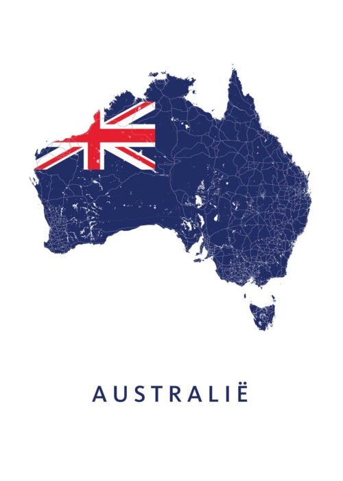 Australië Landkaart Poster met Landvlag