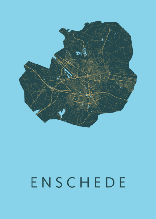 Enschede Azure Stadskaart Poster Kopen