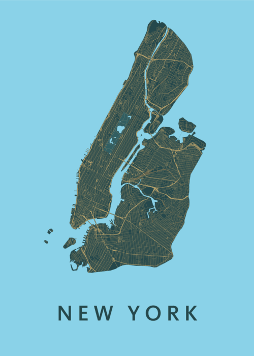 New York stadskaart poster Azure