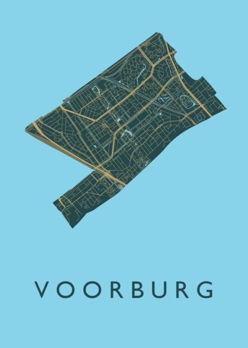 Voorburg Stadskaart poster Azure