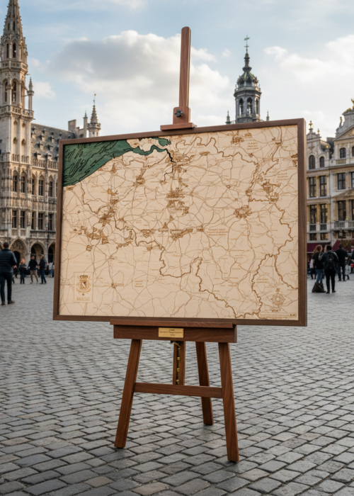 Belgium 3D Reliëf Wandkaart van hout - Versie L