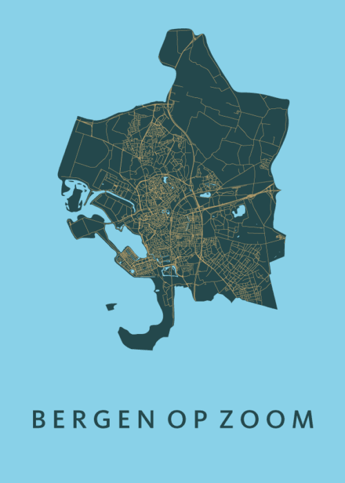 Bergen op Zoom Azure Stadskaart Poster Kopen