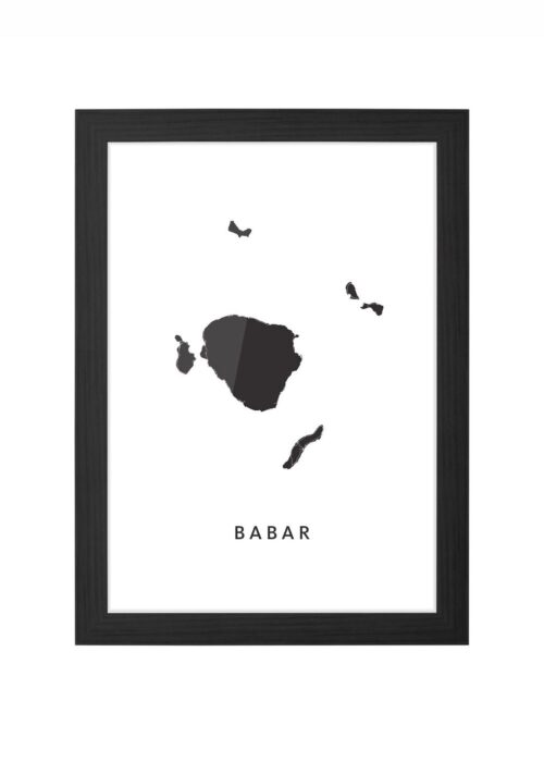 babar eilanden eilandkaart poster ingelijst in zwarte lijst