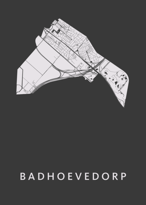 Badhoevedorp Stadskaart - Black
