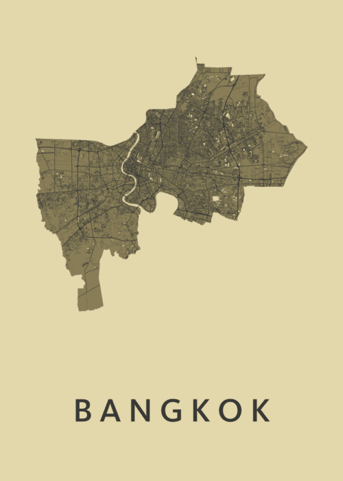 Bangkok GoldenRod Stadskaart Poster Kopen