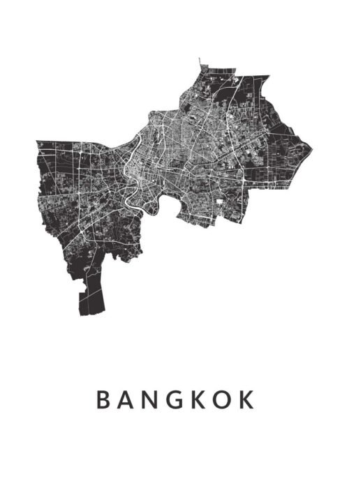 Bangkok Stadskaart Poster Kopen