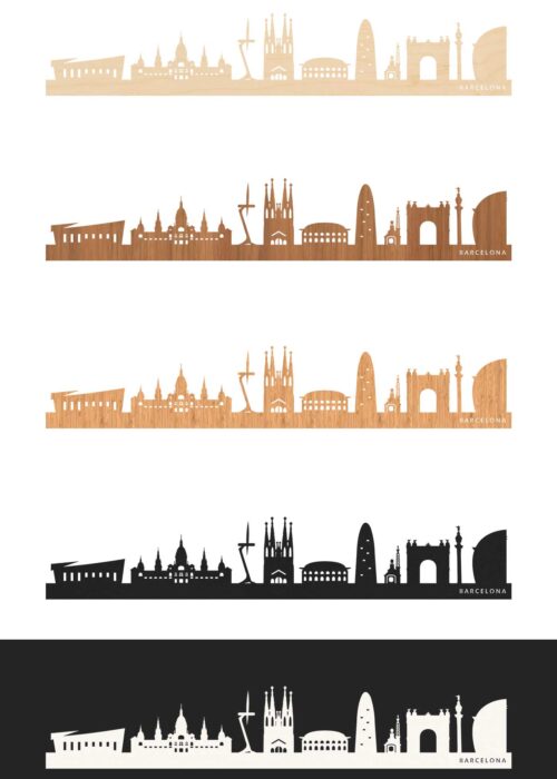 Houten Skyline van Barcelona