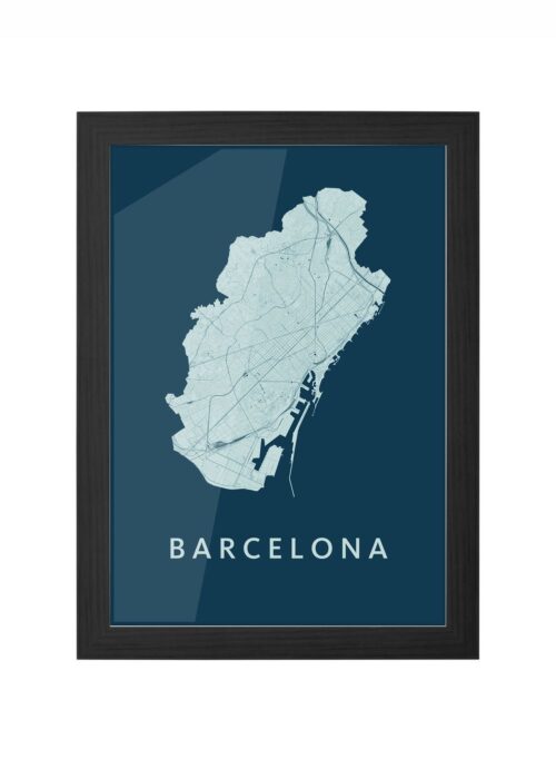 barcelona stadskaart poster kopen ingelijst in zwarte lijst
