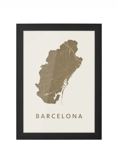 barcelona stadskaart poster kopen ingelijst in zwarte lijst