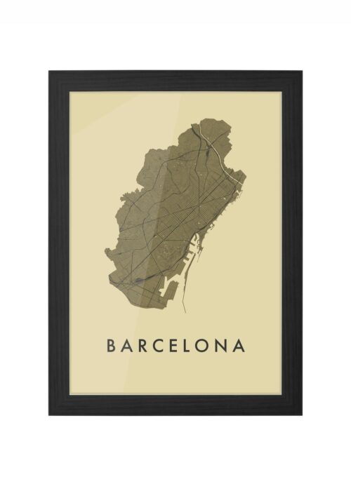 barcelona stadskaart poster kopen ingelijst in zwarte lijst