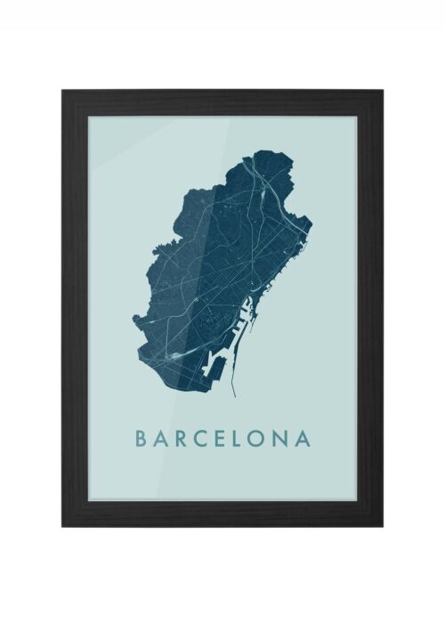 barcelona stadskaart poster kopen ingelijst in zwarte lijst