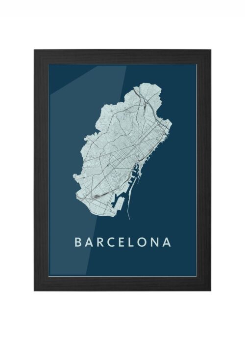 barcelona stadskaart poster kopen ingelijst in zwarte lijst