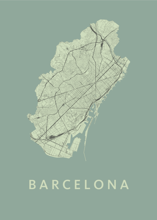 Barcelona stadskaart poster Olive