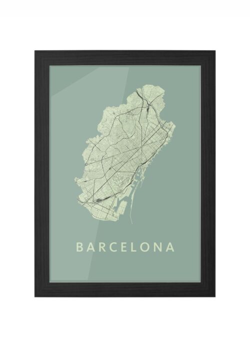 barcelona stadskaart poster kopen ingelijst in zwarte lijst