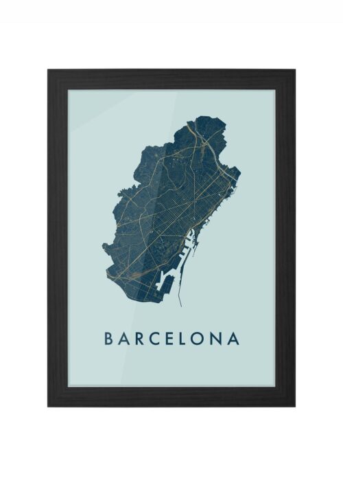 barcelona stadskaart poster kopen ingelijst in zwarte lijst