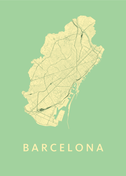 Barcelona stadskaart poster Spring