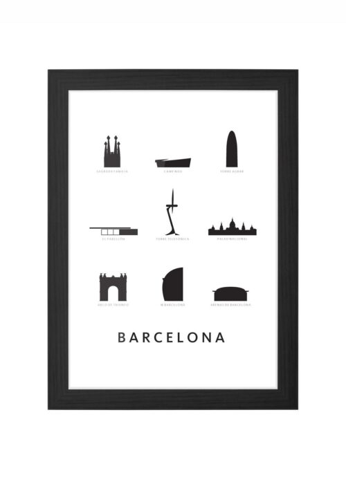 Barcelona - Architectuur Print ingelijst in zwarte lijst