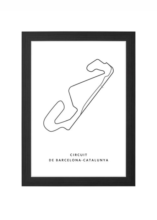 Spa-Francorchamps White Map ingelijst in zwarte lijst