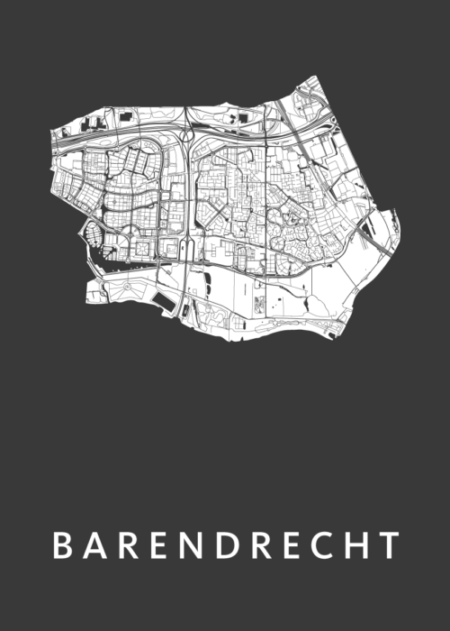 Barendrecht Stadskaart poster Black