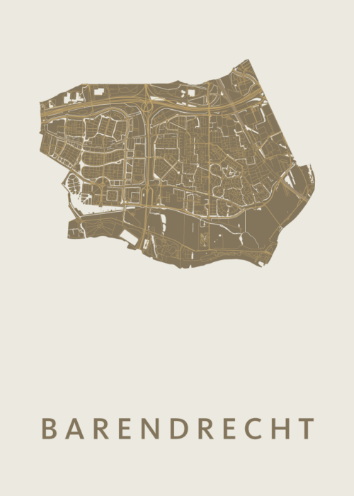 Barendrecht Stadskaart poster Gold