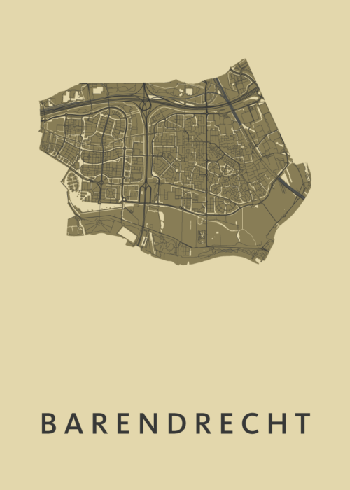 Barendrecht Stadskaart poster GoldenRod