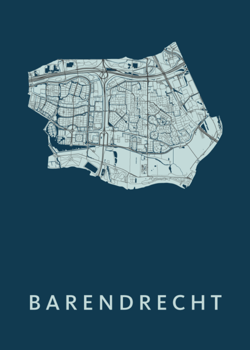 Barendrecht Stadskaart poster Navy